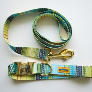 Matching Dog Leash and Collar Set - Green Print